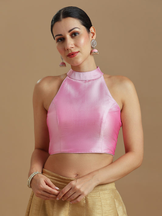 Silk Blend Solid Saree Blouse