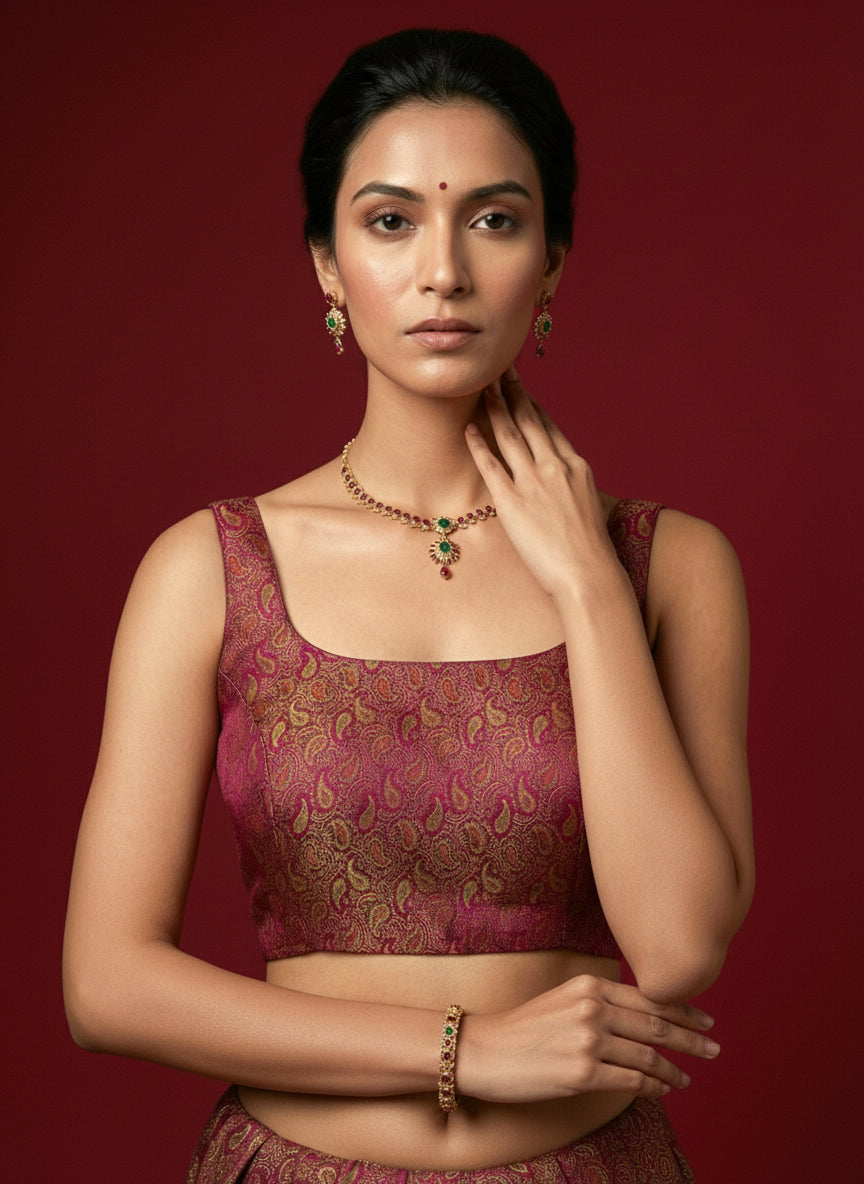 Women's Paisley Floral Design Saree Blouse