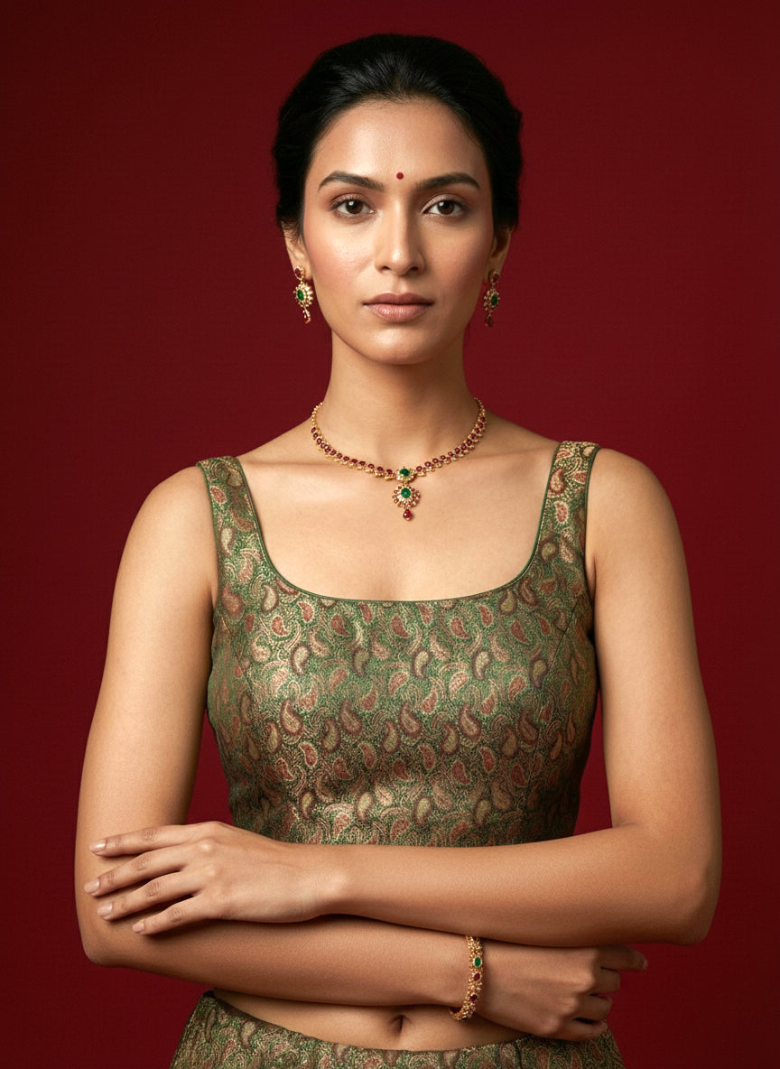 Women's Paisley Floral Design Saree Blouse