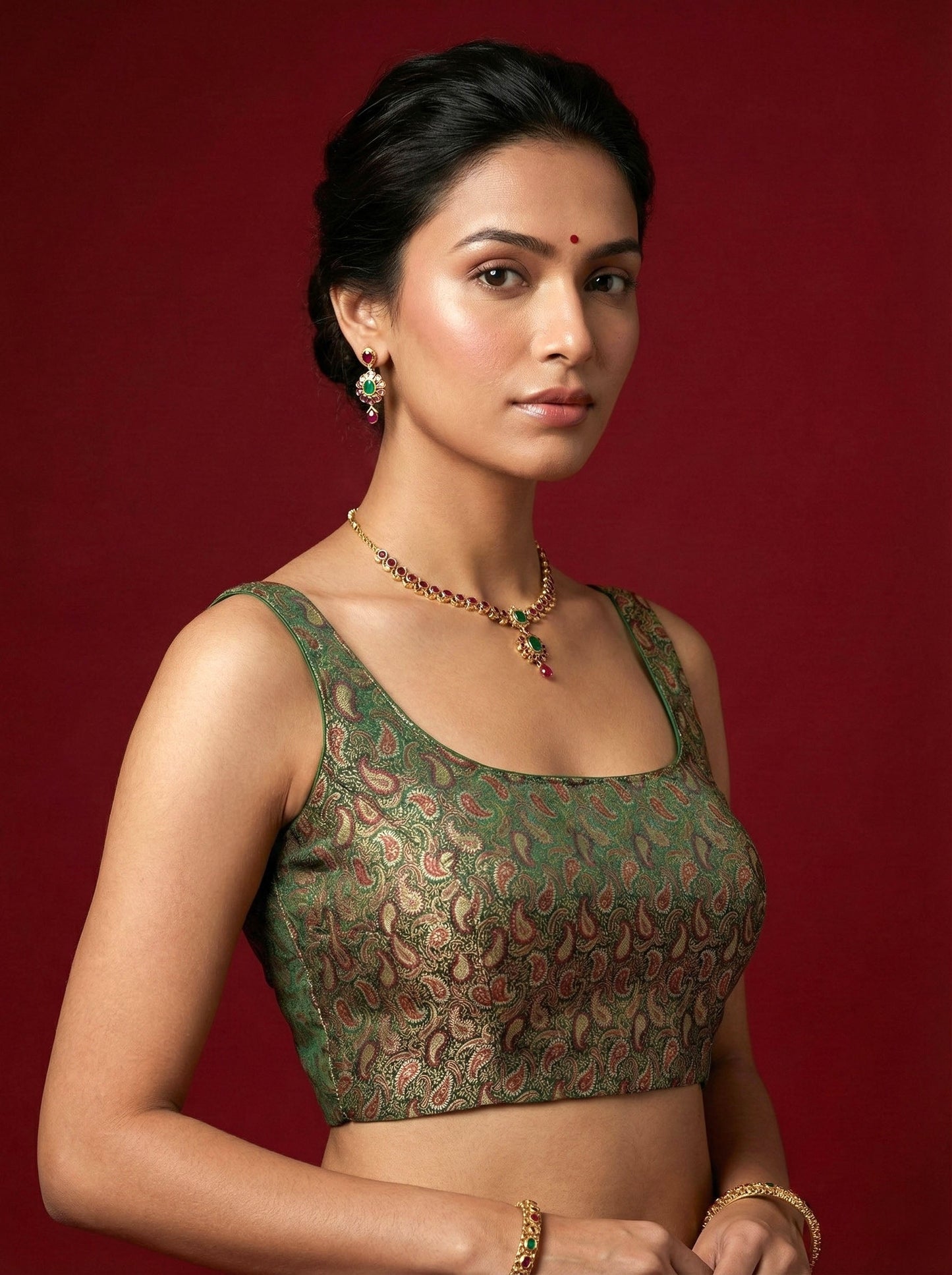 Women's Paisley Floral Design Saree Blouse