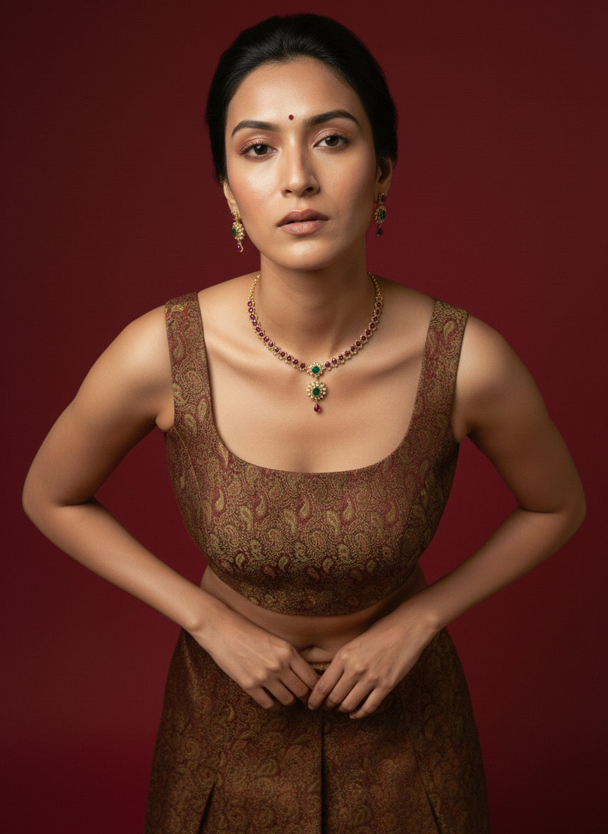 Women's Paisley Floral Design Saree Blouse