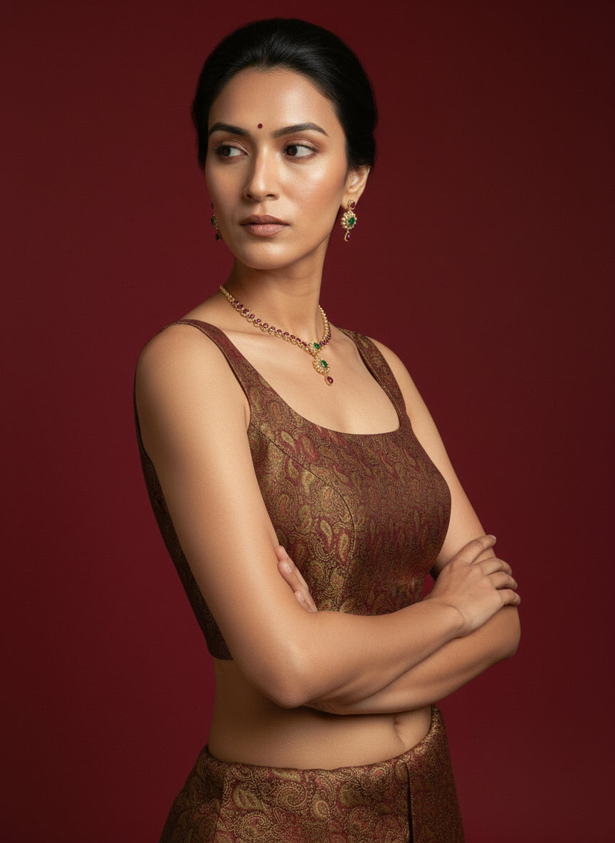 Women's Paisley Floral Design Saree Blouse