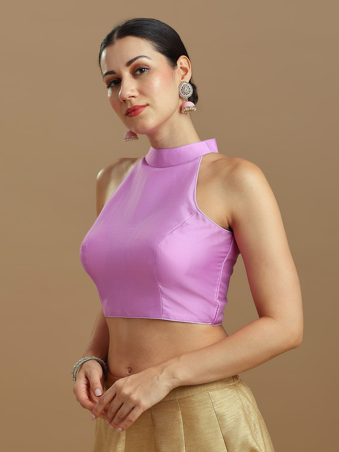 Silk Blend Solid Saree Blouse