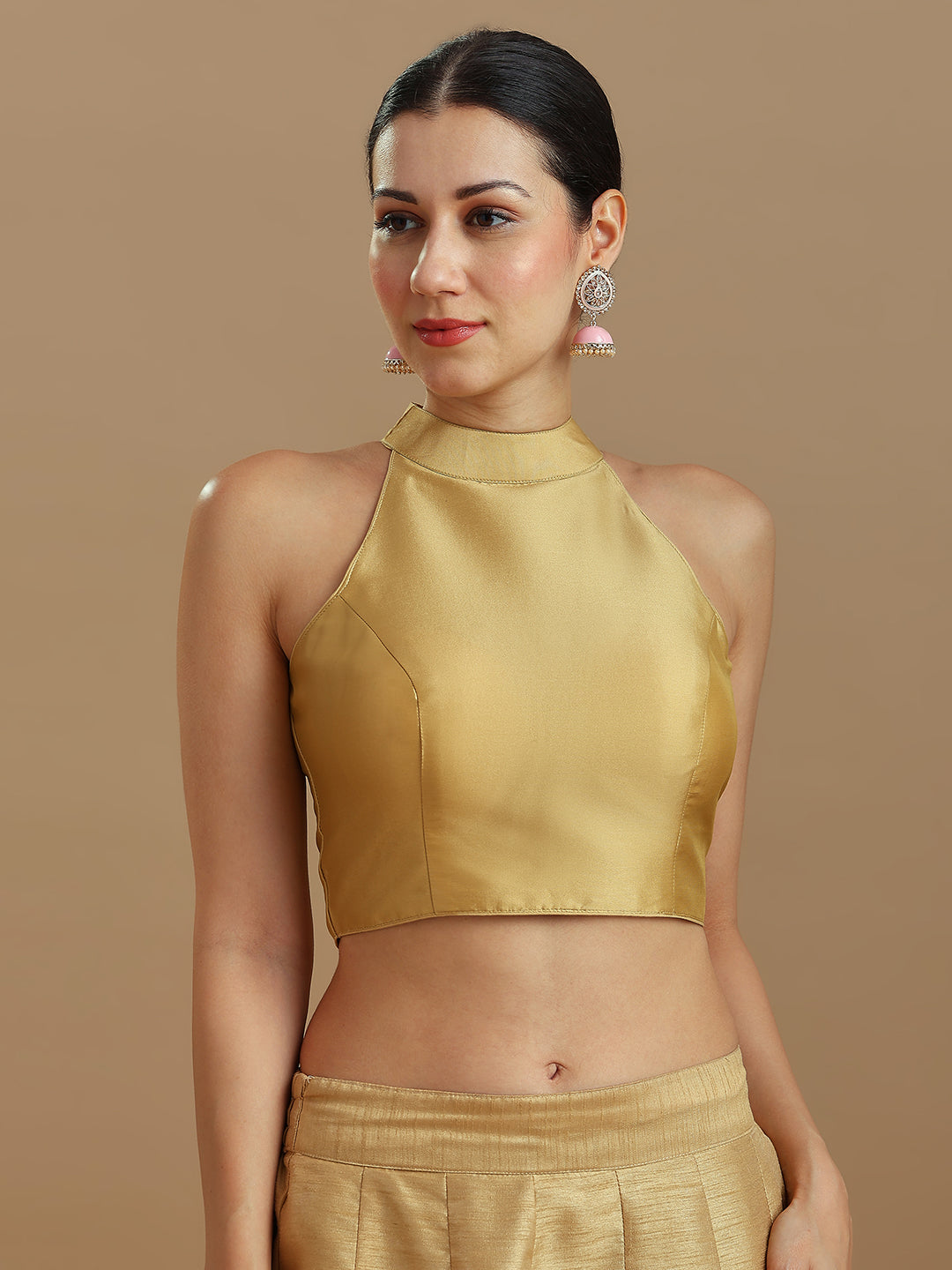 Silk Blend Solid Saree Blouse