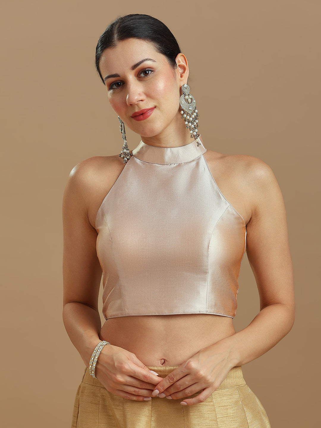 Silk Blend Solid Saree Blouse