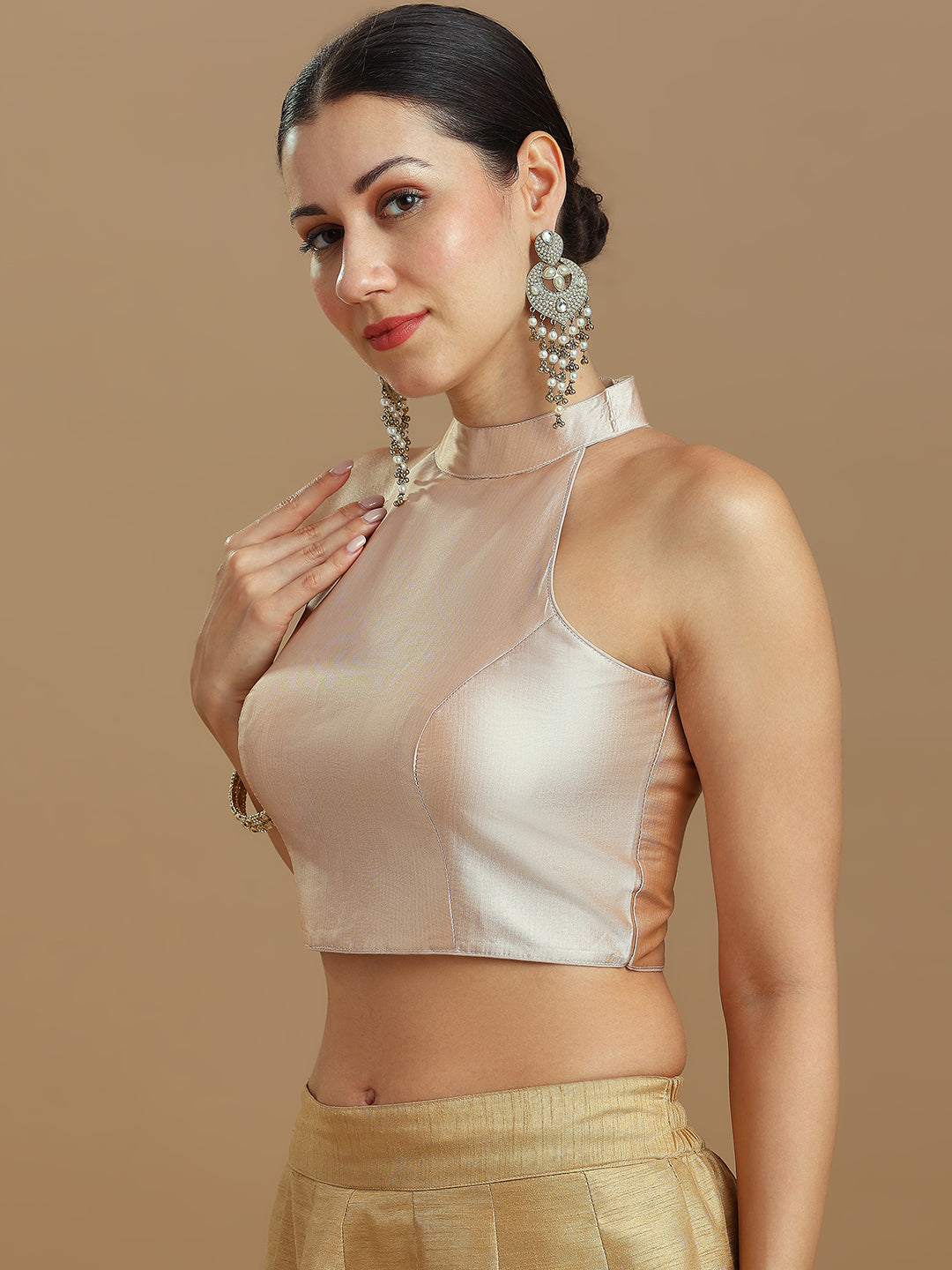 Silk Blend Solid Saree Blouse