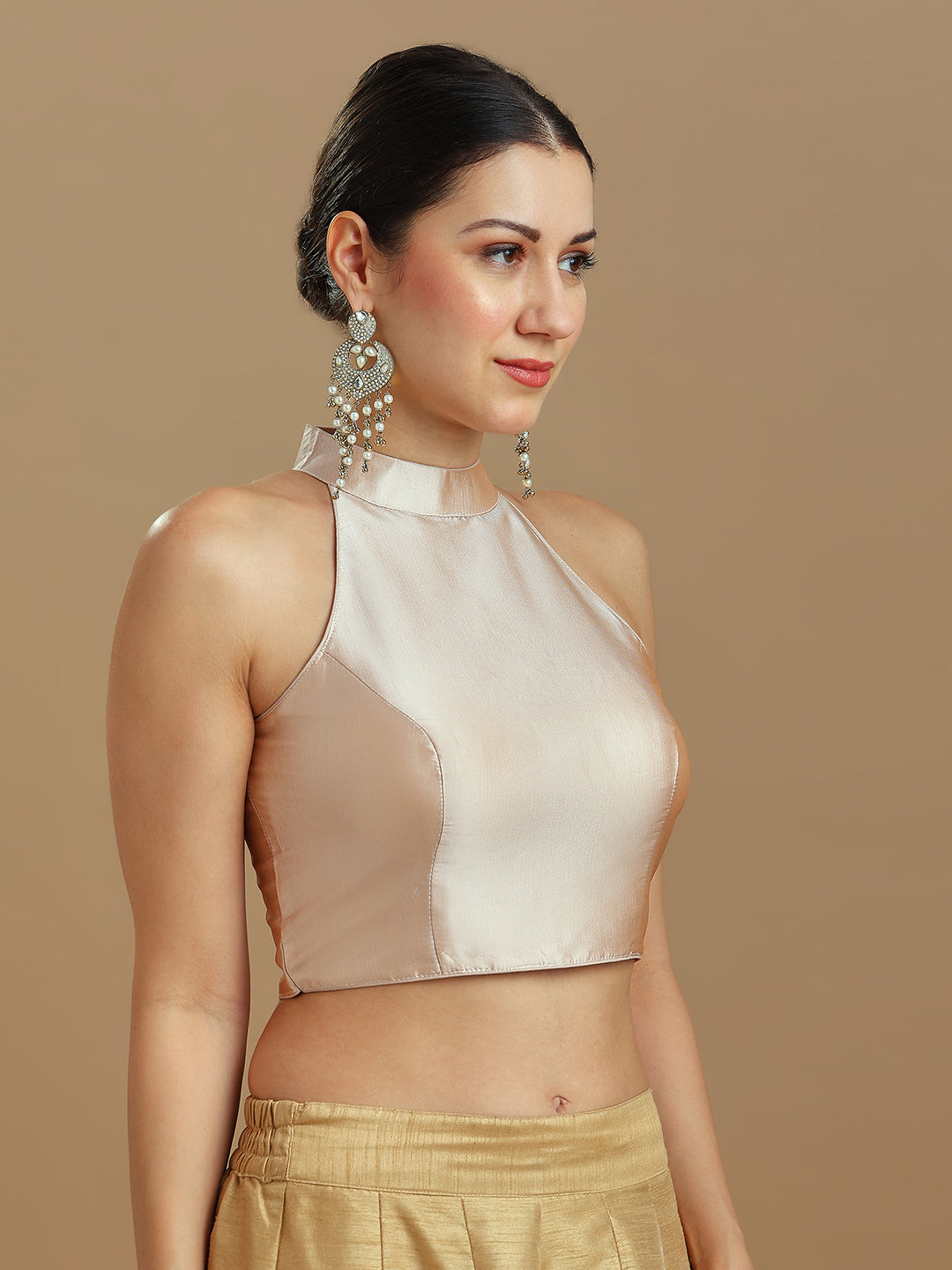 Silk Blend Solid Saree Blouse