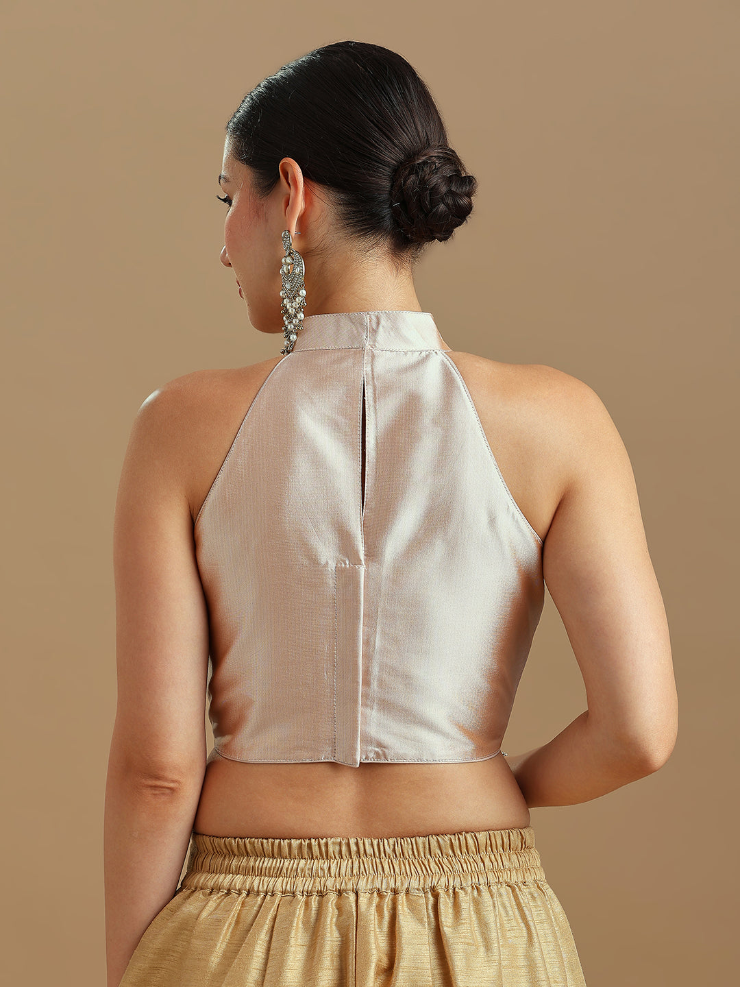 Silk Blend Solid Saree Blouse
