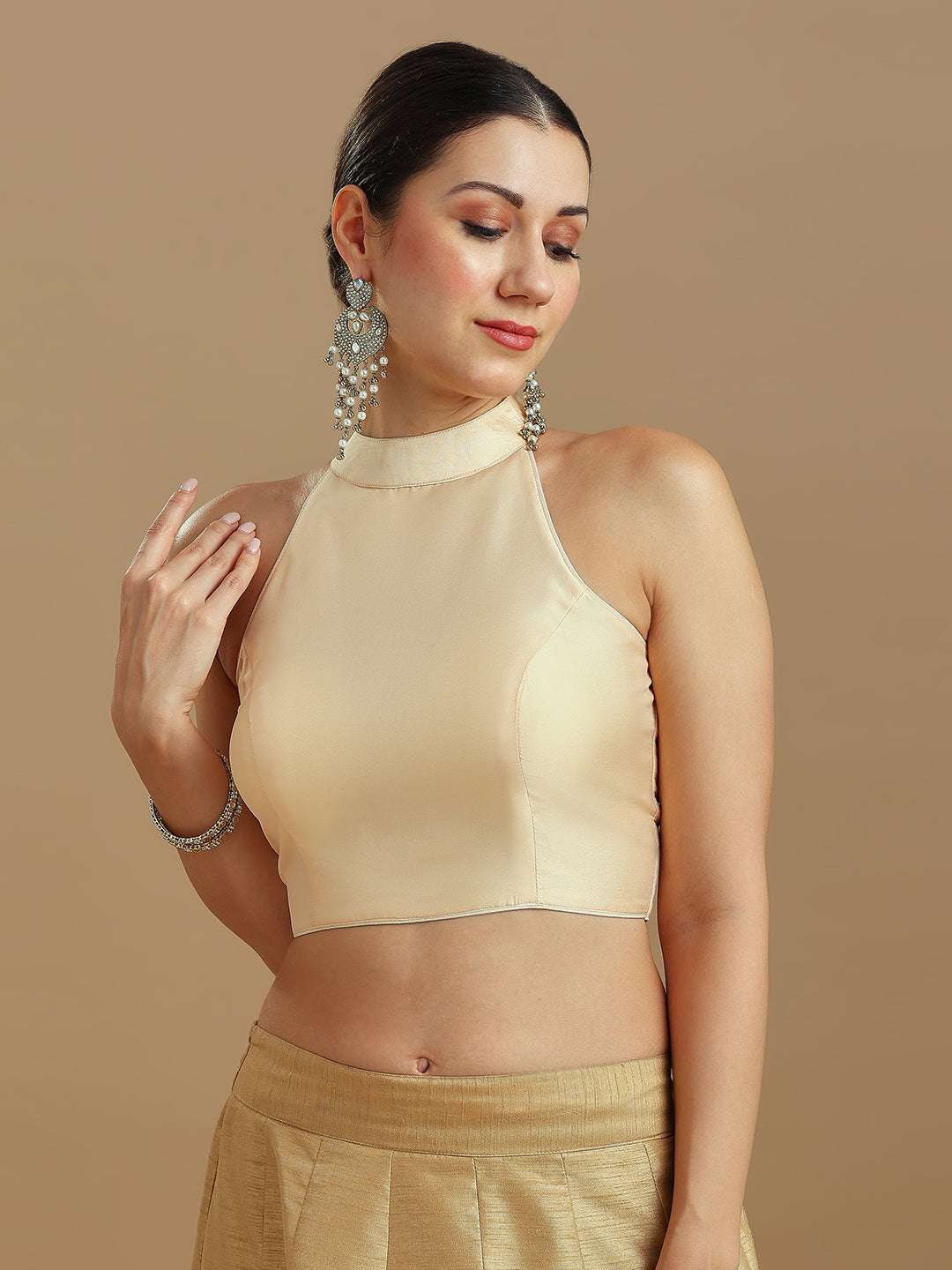 Silk Blend Solid Saree Blouse