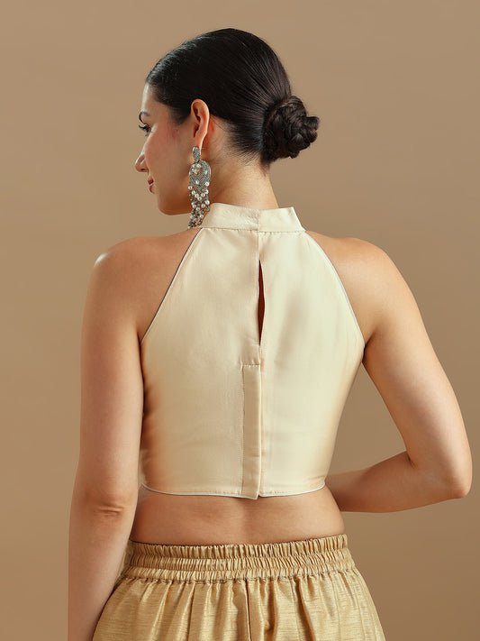 Silk Blend Solid Saree Blouse