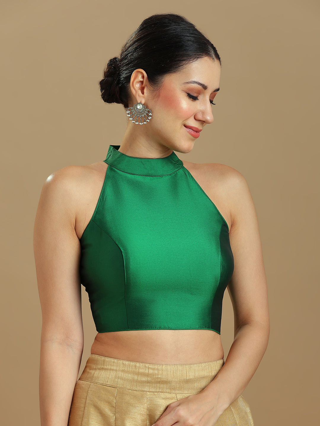 Silk Blend Solid Saree Blouse