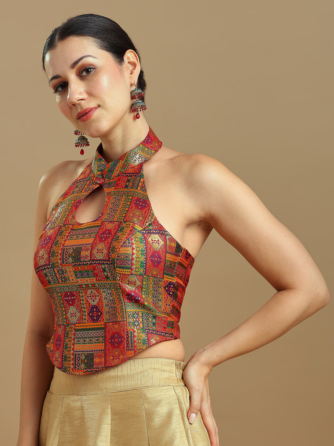 Brocade Design Corset Blouse