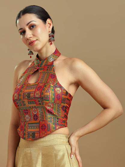 Brocade Design Corset Blouse