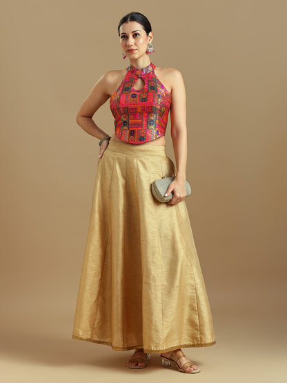 Brocade Design Corset Blouse