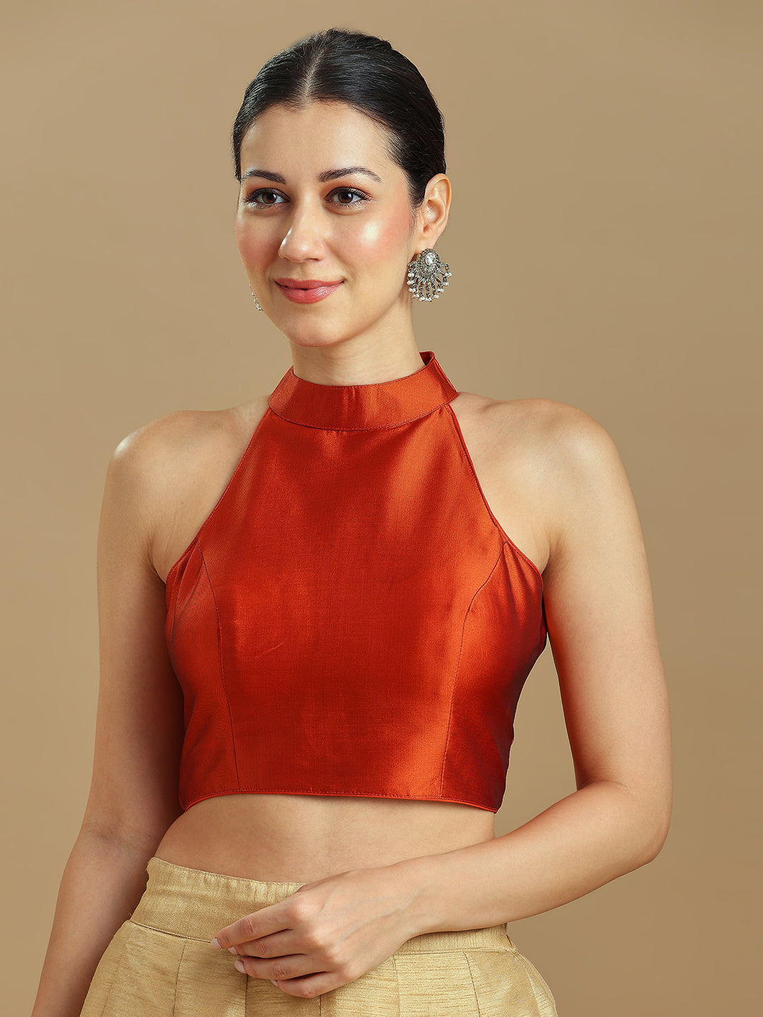 Silk Blend Solid Saree Blouse