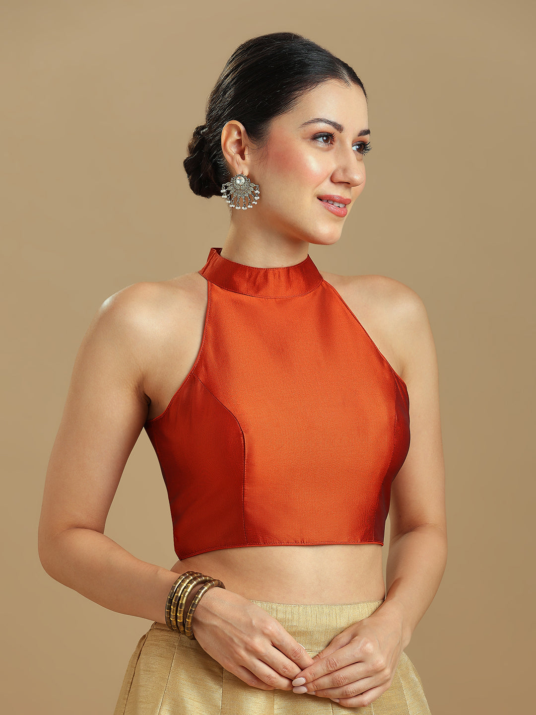 Silk Blend Solid Saree Blouse