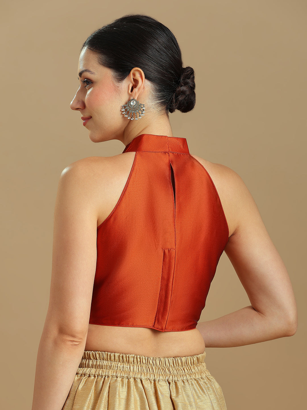 Silk Blend Solid Saree Blouse