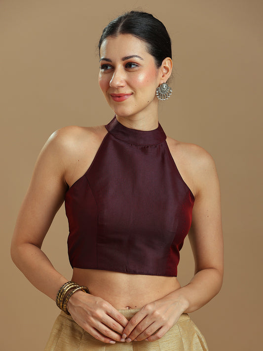 Silk Blend Solid Saree Blouse