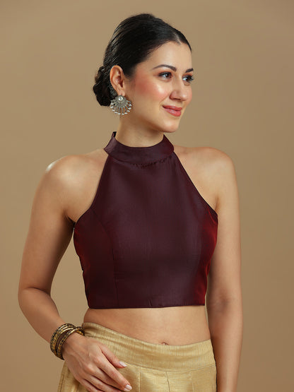 Silk Blend Solid Saree Blouse
