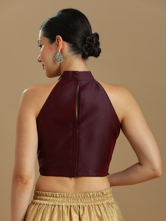 Silk Blend Solid Saree Blouse