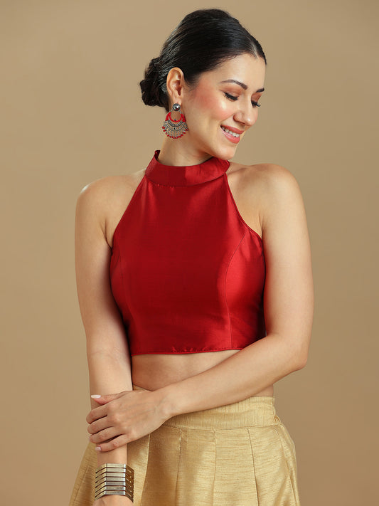 Silk Blend Solid Saree Blouse