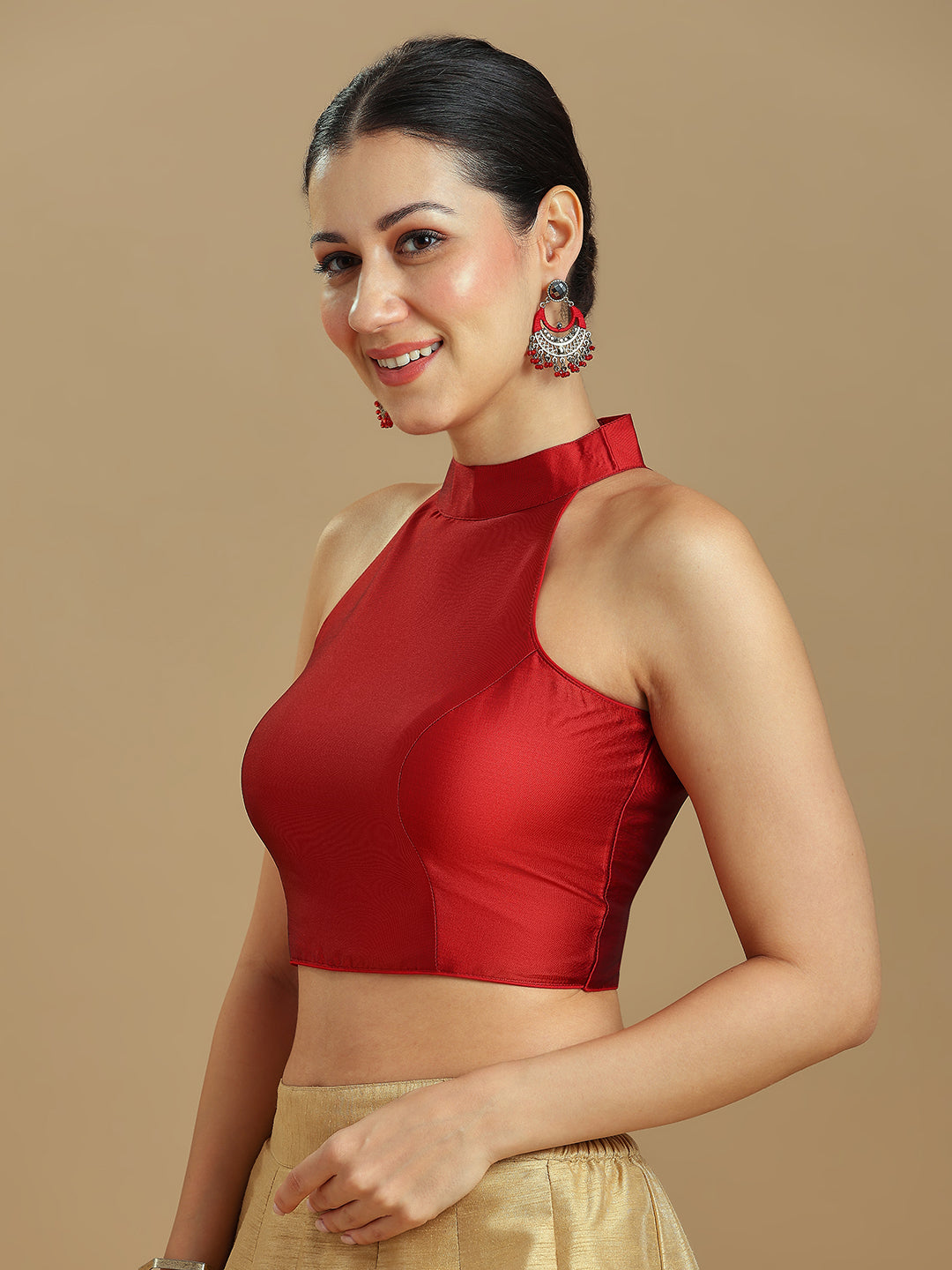Silk Blend Solid Saree Blouse