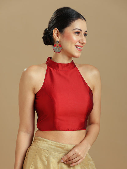 Silk Blend Solid Saree Blouse