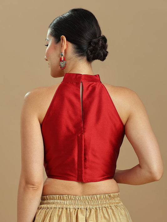 Silk Blend Solid Saree Blouse