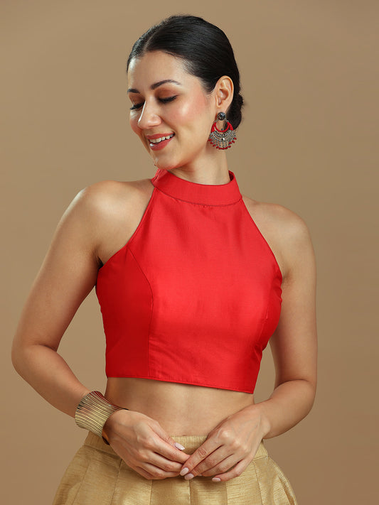 Silk Blend Solid Saree Blouse