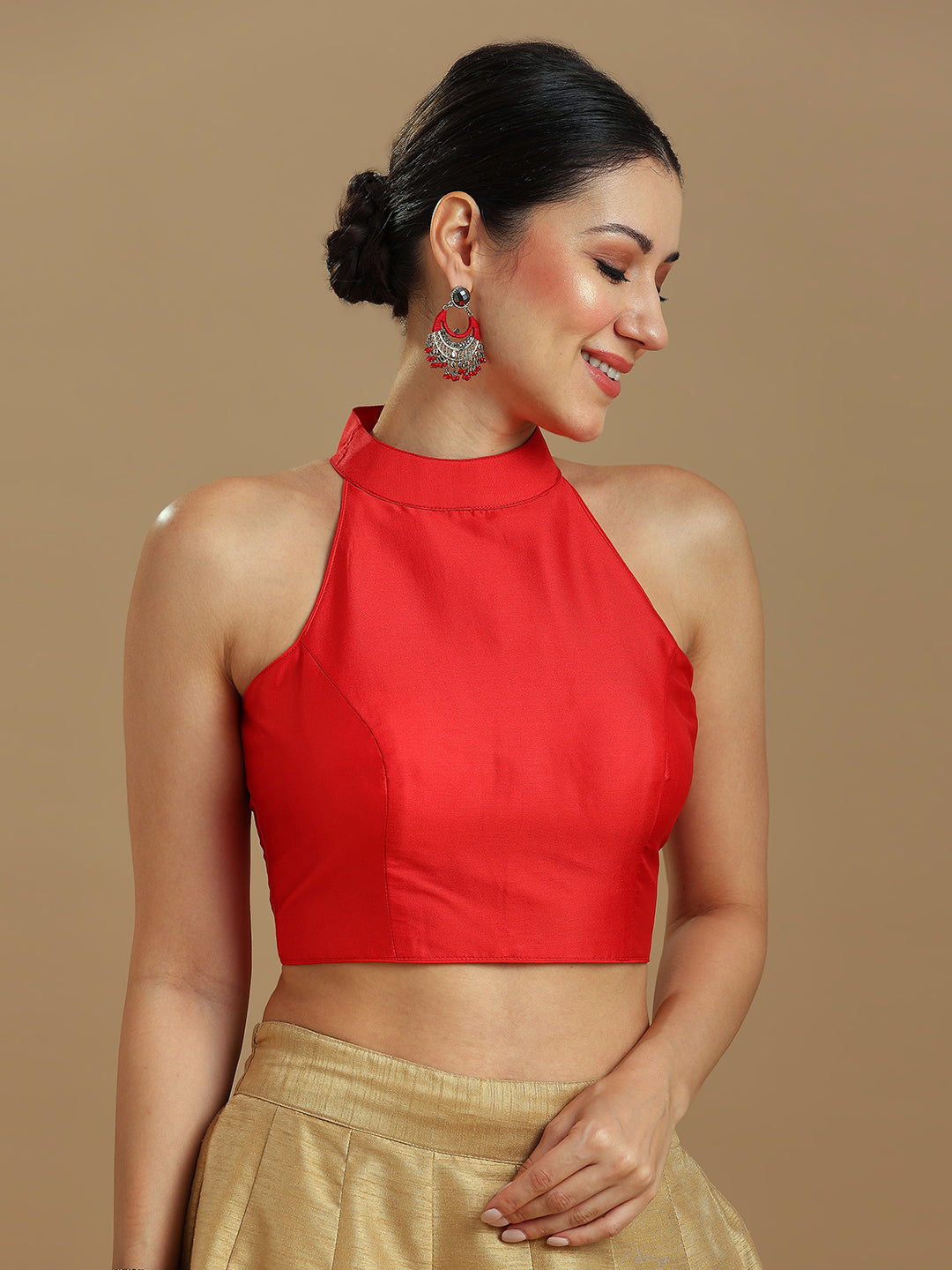 Silk Blend Solid Saree Blouse