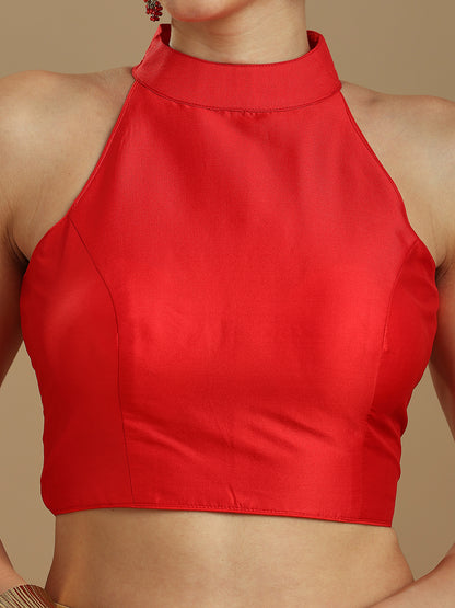 Silk Blend Solid Saree Blouse