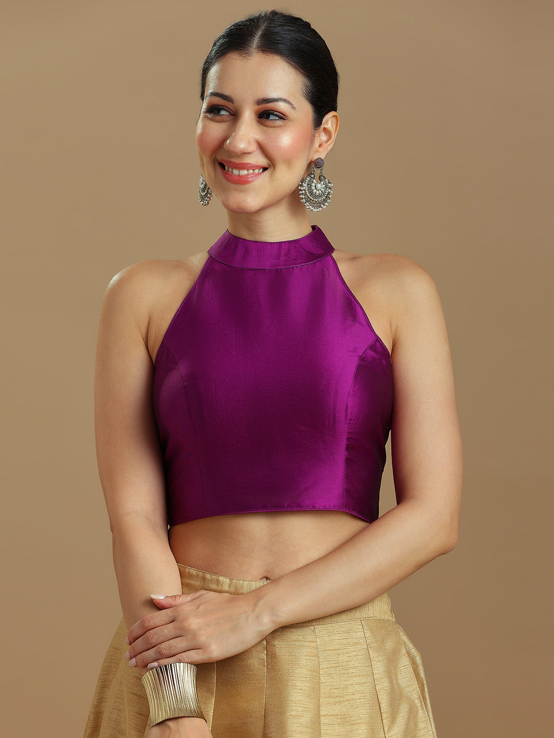 Silk Blend Solid Saree Blouse