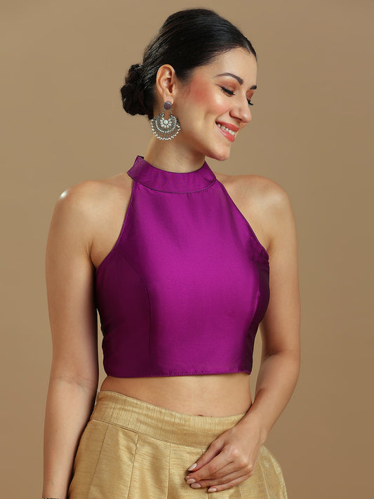 Silk Blend Solid Saree Blouse