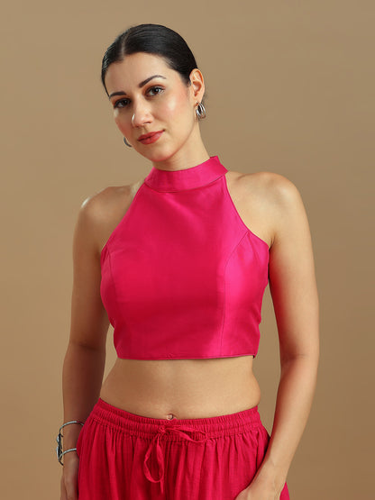 Silk Blend Solid Saree Blouse
