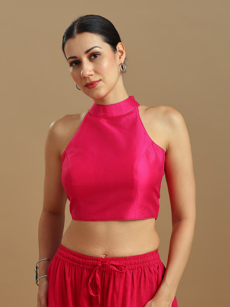 Silk Blend Solid Saree Blouse