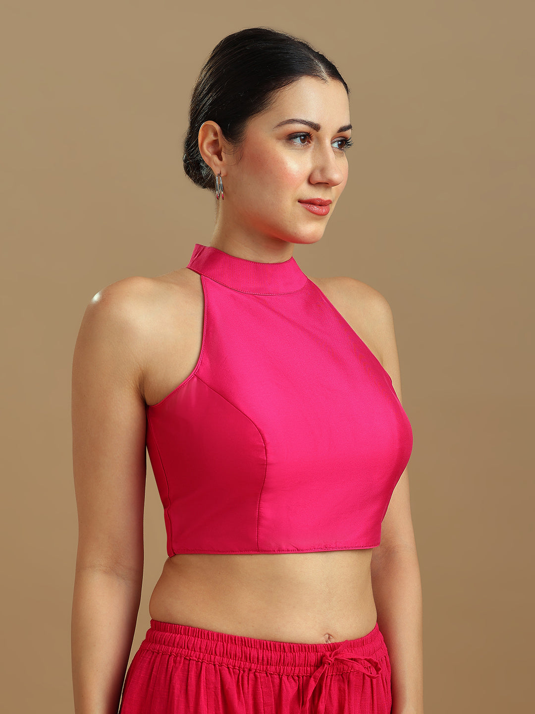 Silk Blend Solid Saree Blouse