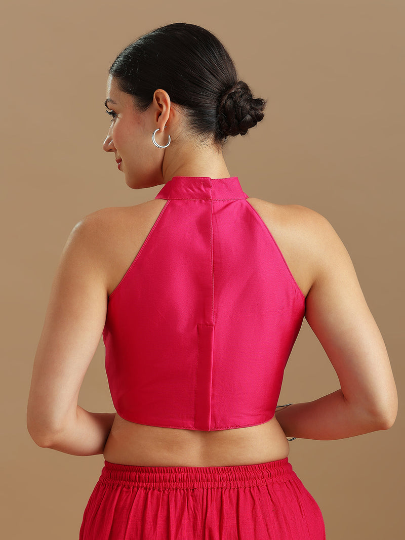 Silk Blend Solid Saree Blouse