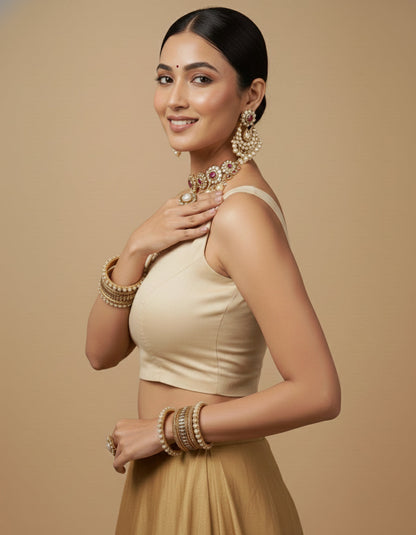 Capri Silk Padded V Neck Saree Blouse