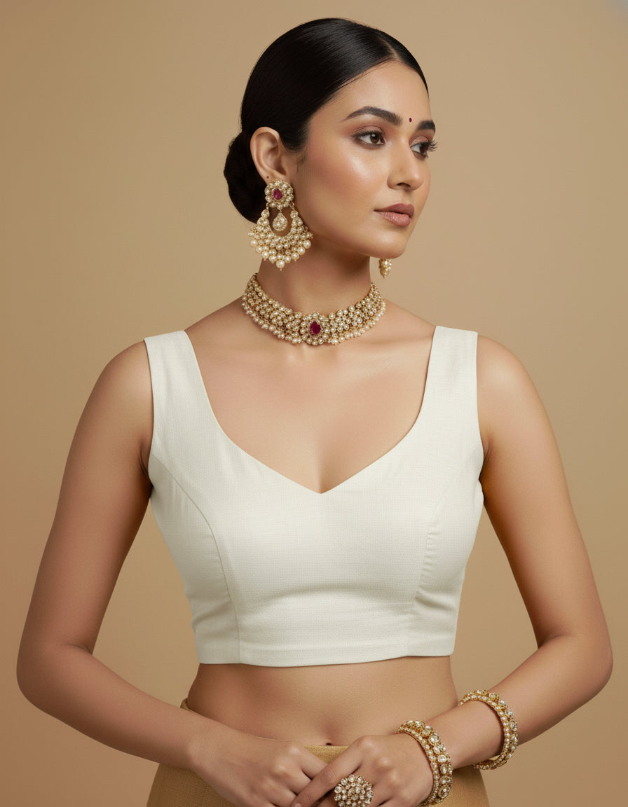 Capri Silk Padded V Neck Saree Blouse