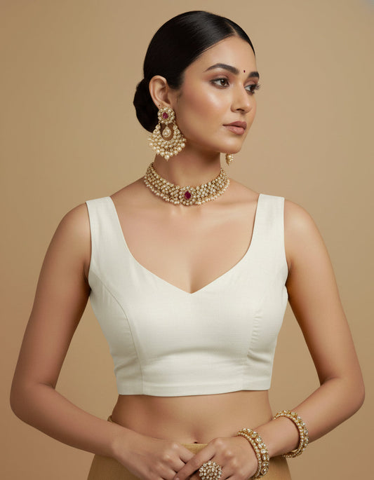 Capri Silk Padded V Neck Saree Blouse