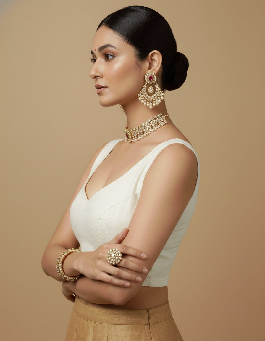 Capri Silk Padded V Neck Saree Blouse