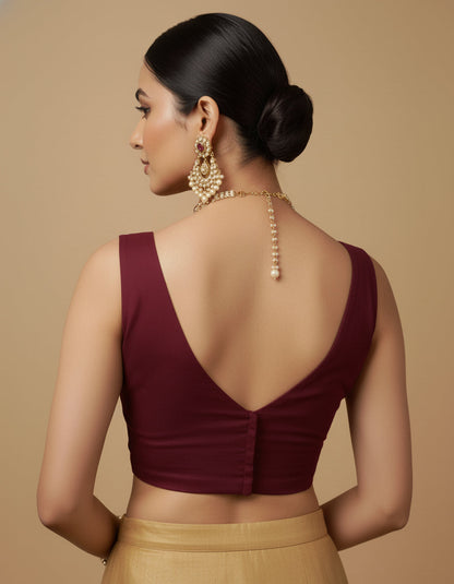 Capri Silk Padded V Neck Saree Blouse