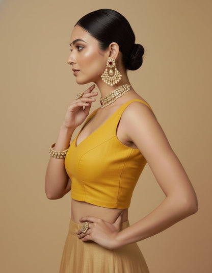 Capri Silk Padded V Neck Saree Blouse