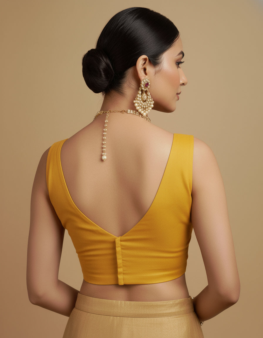 Capri Silk Padded V Neck Saree Blouse