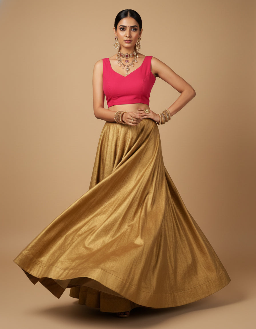 Capri Silk Padded V Neck Saree Blouse