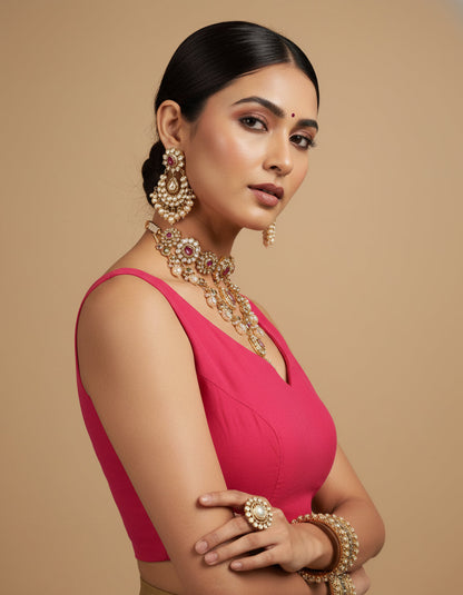 Capri Silk Padded V Neck Saree Blouse