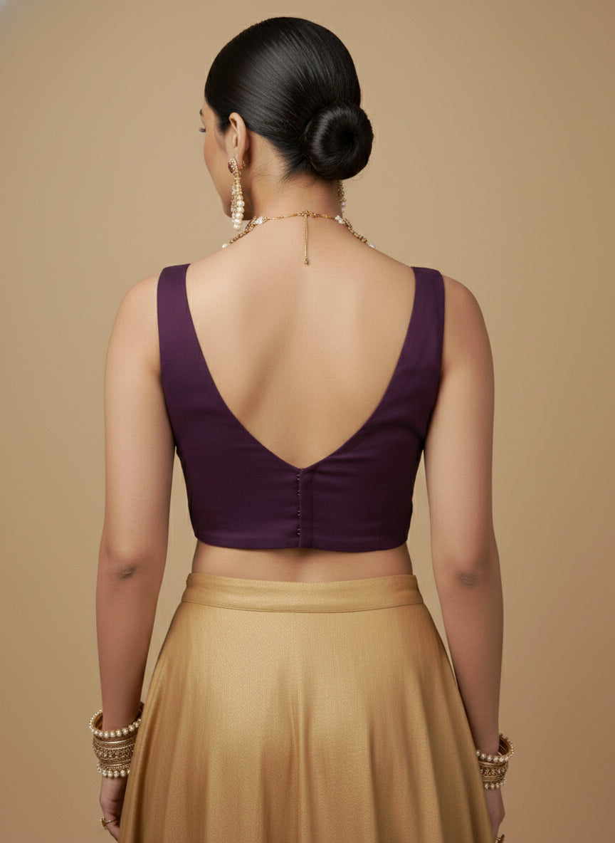 Capri Silk Padded V Neck Saree Blouse