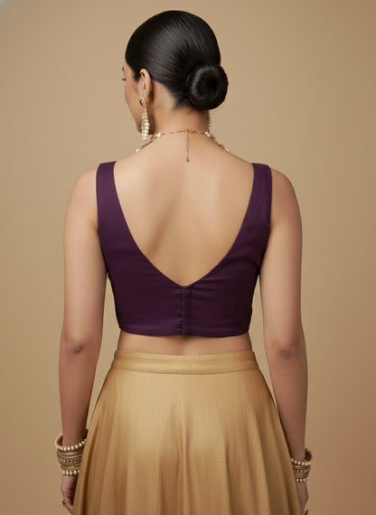 Capri Silk Padded V Neck Saree Blouse