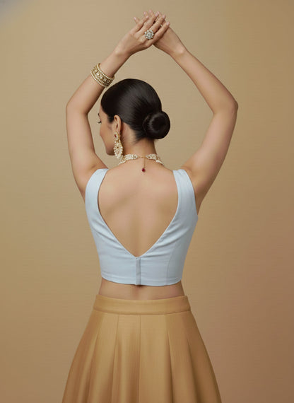 Capri Silk Padded V Neck Saree Blouse