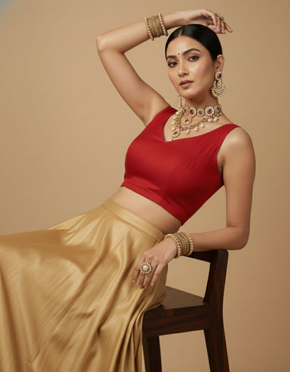 Capri Silk Padded V Neck Saree Blouse